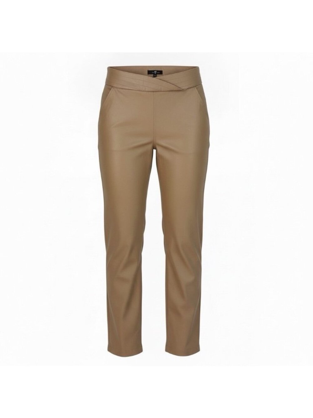 7 For All Mankind Faux Leather Pants Size Medium Beige High Rise Ankle Crossover